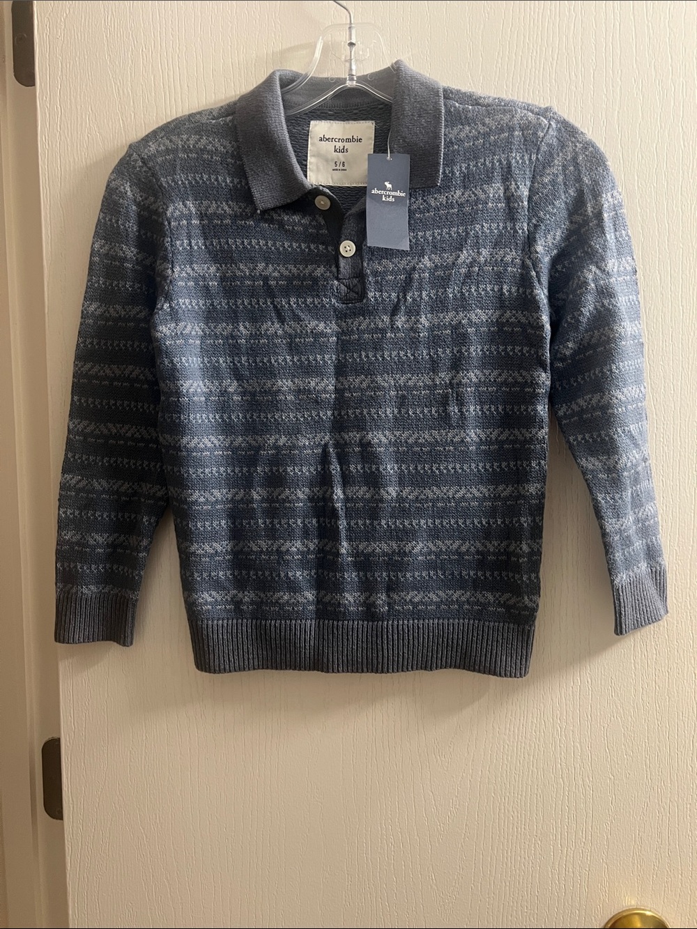 abercrombie kids Gray & Blue Striped Polo Sweater
